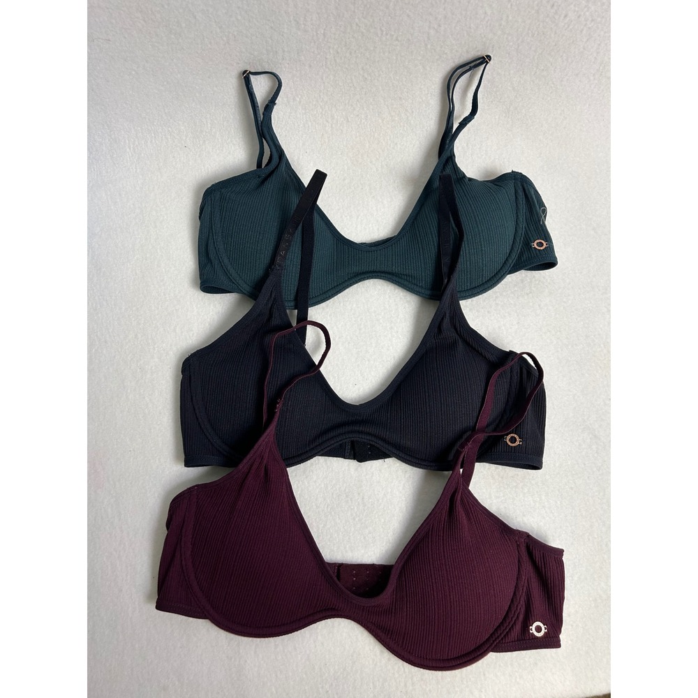 Minimalist Danskin Womens Large Multicolored Ribbed Underwire Bra 3-Pack‎ Set